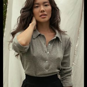 NWT daily story grey polo neck top
